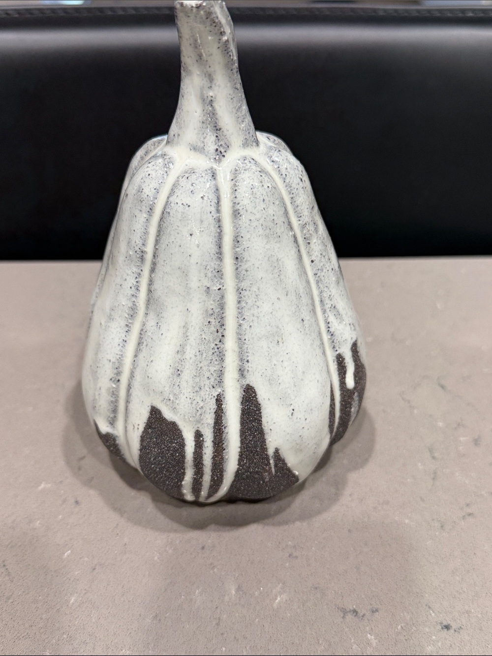 Crate&Barrel Grey Gourd with White Glaze